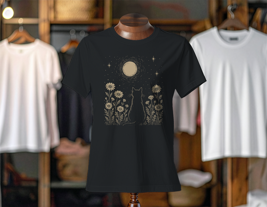 Moonlit Cat Wildflowers